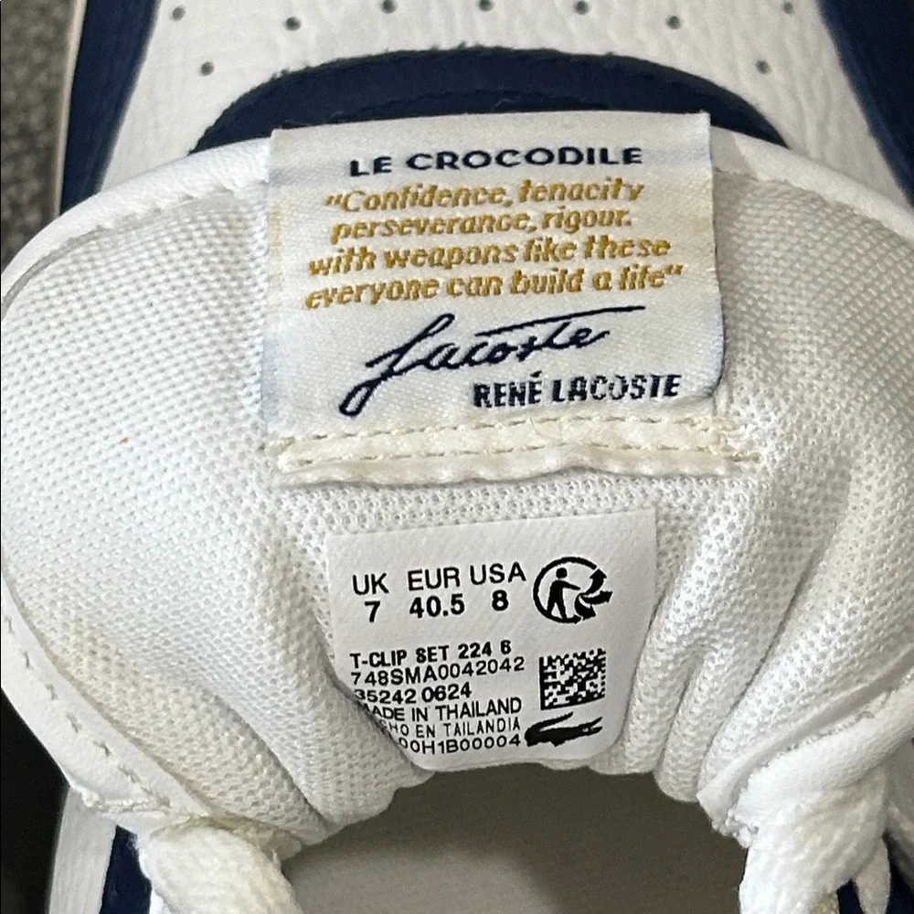 Lacoste Blue and White Mens Sneakers. Size 8. EUC - Picture 7 of 8